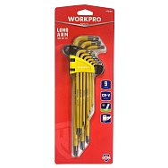 Ключи 6-гранные TORX длинные 9шт в держателе WP222008 WORKPRO